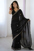 Black Embroidered Saree Designer Border Party Wear Saree