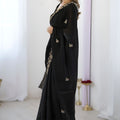Black Embroidered Saree Designer Border Party Wear Saree