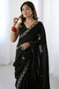 Black Embroidered Saree Designer Border Party Wear Saree