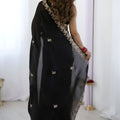 Black Embroidered Saree Designer Border Party Wear Saree