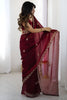 Maroon Embroidered Saree Designer Border Festive Wear