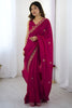 Rani Pink Georgette Saree with Gold Embroidery Border Festive Wear