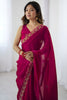 Rani Pink Georgette Saree with Gold Embroidery Border Festive Wear