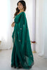 Bottle Green Georgette Saree Gold Embroidered Border Designer Saree