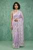 Lavender Organza Saree White Floral Embroidered Border Designer Blouse