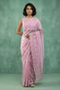 Pink Organza Saree with Floral Embroidered Border Designer Blouse