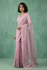 Pink Organza Saree with Floral Embroidered Border Designer Blouse