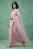 Pink Organza Saree with Floral Embroidered Border Designer Blouse