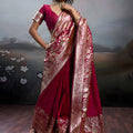 Red Banarasi Silk Saree with Rich Zari Woven Border Designer Blouse