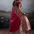 Red Banarasi Silk Saree with Rich Zari Woven Border Designer Blouse