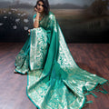 Rama Green Banarasi Silk Saree Rich Zari Woven Border Designer Blouse