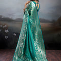 Rama Green Banarasi Silk Saree Rich Zari Woven Border Designer Blouse