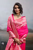 Rani Pink Banarasi Silk Saree Rich Zari Woven Border Designer Blouse