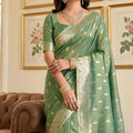 Green Banarasi Silk Saree Gold Zari Weaving Traditional Wear Saree