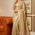  Gold Banarasi Silk Saree Rich Zari Weaving Traditional Saree 