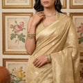 Gold Banarasi Silk Saree Rich Zari Weaving Traditional Saree