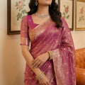 Pink Banarasi Silk Saree with Gold Zari Weaving Traditional Saree