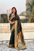  Dark Green Paithani Silk Saree Rich Gold Zari Border Multicolor Peacock Pallu