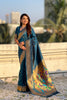Teal Blue Paithani Silk Saree Rich Gold Zari Border Multicolor Peacock Pallu