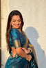 Teal Blue Paithani Silk Saree Rich Gold Zari Border Multicolor Peacock Pallu