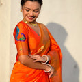 Orange Paithani Silk Saree Rich Gold Zari Border Multicolor Peacock Pallu