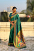 Bottle Green Paithani Silk Saree Rich Gold Zari Border Multicolor Peacock Pallu