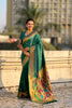  Bottle Green Paithani Silk Saree Rich Gold Zari Border Multicolor Peacock Pallu 