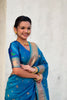 Blue Paithani Silk Saree Rich Gold Zari Border Multicolor Peacock Pallu