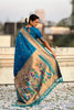 Blue Paithani Silk Saree Rich Gold Zari Border Multicolor Peacock Pallu