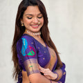 Royal Purple Paithani Silk Saree Rich Gold Zari Border Multicolor Peacock Pallu
