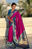 Hot Pink Paithani Silk Saree Border Rich Gold Zari Peacock Pallu 
