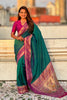 Teal Green Paithani Silk Saree Rich Gold Zari Floral Peacock Pallu