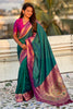  Teal Green Paithani Silk Saree Rich Gold Zari Floral Peacock Pallu 