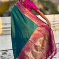 Teal Green Paithani Silk Saree Rich Gold Zari Floral Peacock Pallu