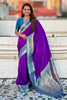 Purple Paithani Silk Saree and Rich Gold Zari Floral Peacock Pallu