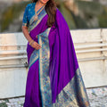 Purple Paithani Silk Saree and Rich Gold Zari Floral Peacock Pallu 