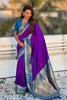 Purple Paithani Silk Saree and Rich Gold Zari Floral Peacock Pallu 