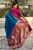 Teal Blue Paithani Silk Saree and Rich Gold Zari Floral Peacock Pallu