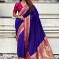 Royal Blue Paithani Silk Saree and Rich Gold Zari Floral Peacock Pallu 
