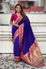 Royal Blue Paithani Silk Saree and Rich Gold Zari Floral Peacock Pallu 