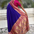 Royal Blue Paithani Silk Saree and Rich Gold Zari Floral Peacock Pallu
