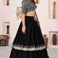 Elegant Black Embroidered Georgette Lehenga Choli with Soft Net Dupatta