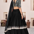Elegant Black Embroidered Georgette Lehenga Choli with Soft Net Dupatta