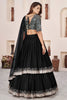 Elegant Black Embroidered Georgette Lehenga Choli with Soft Net Dupatta