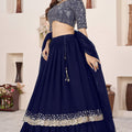 Beautiful Navy Blue Embroidered Georgette Lehenga Choli with Soft Net Dupatta
