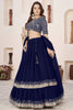 Beautiful Navy Blue Embroidered Georgette Lehenga Choli with Soft Net Dupatta
