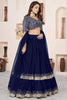 Beautiful Navy Blue Embroidered Georgette Lehenga Choli with Soft Net Dupatta