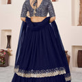 Beautiful Navy Blue Embroidered Georgette Lehenga Choli with Soft Net Dupatta