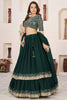 Stylish Rama Green Embroidered Georgette Lehenga Choli with Soft Net Dupatta