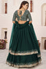 Stylish Rama Green Embroidered Georgette Lehenga Choli with Soft Net Dupatta